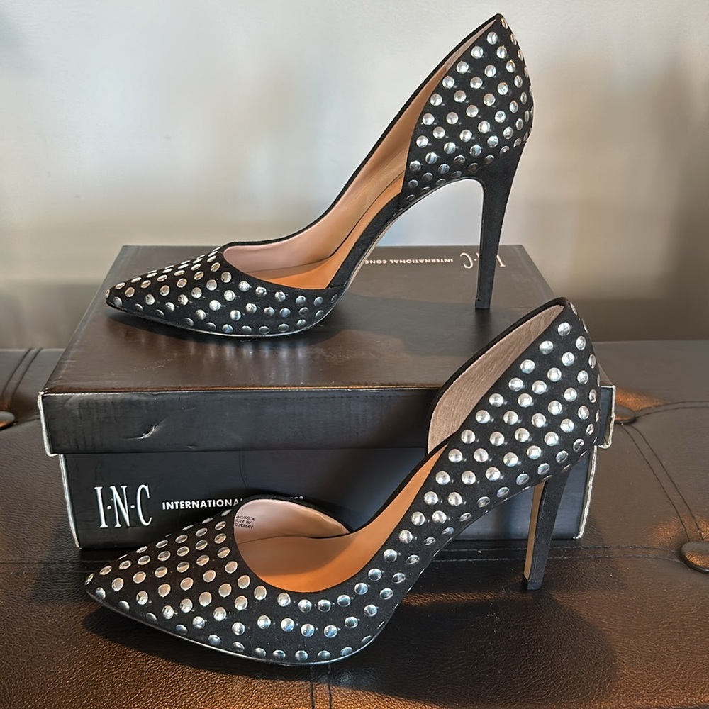 INC Kenjay d’Orsay Black Stud Heels 8.5M